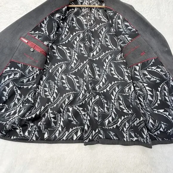 Robert Graham Gray Blazer Jacket 46 Classic Muted Geometric Abstract Sports Coat